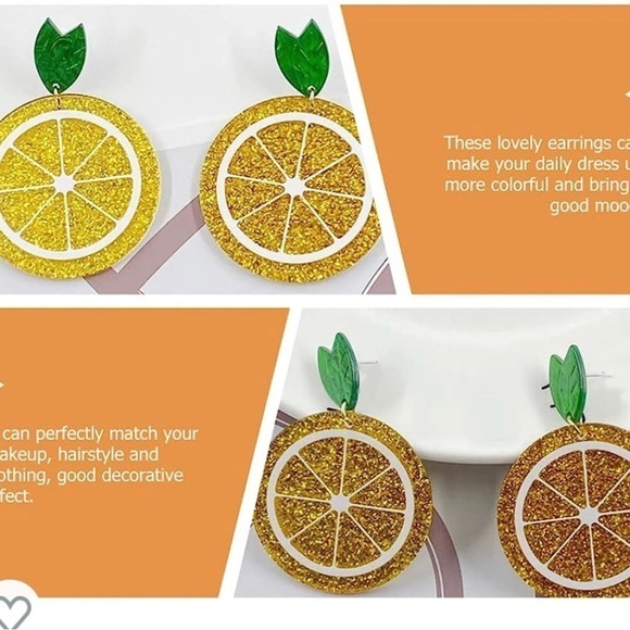 Sparkly Lemon Statement Drop Earrings - Picture 15 of 16